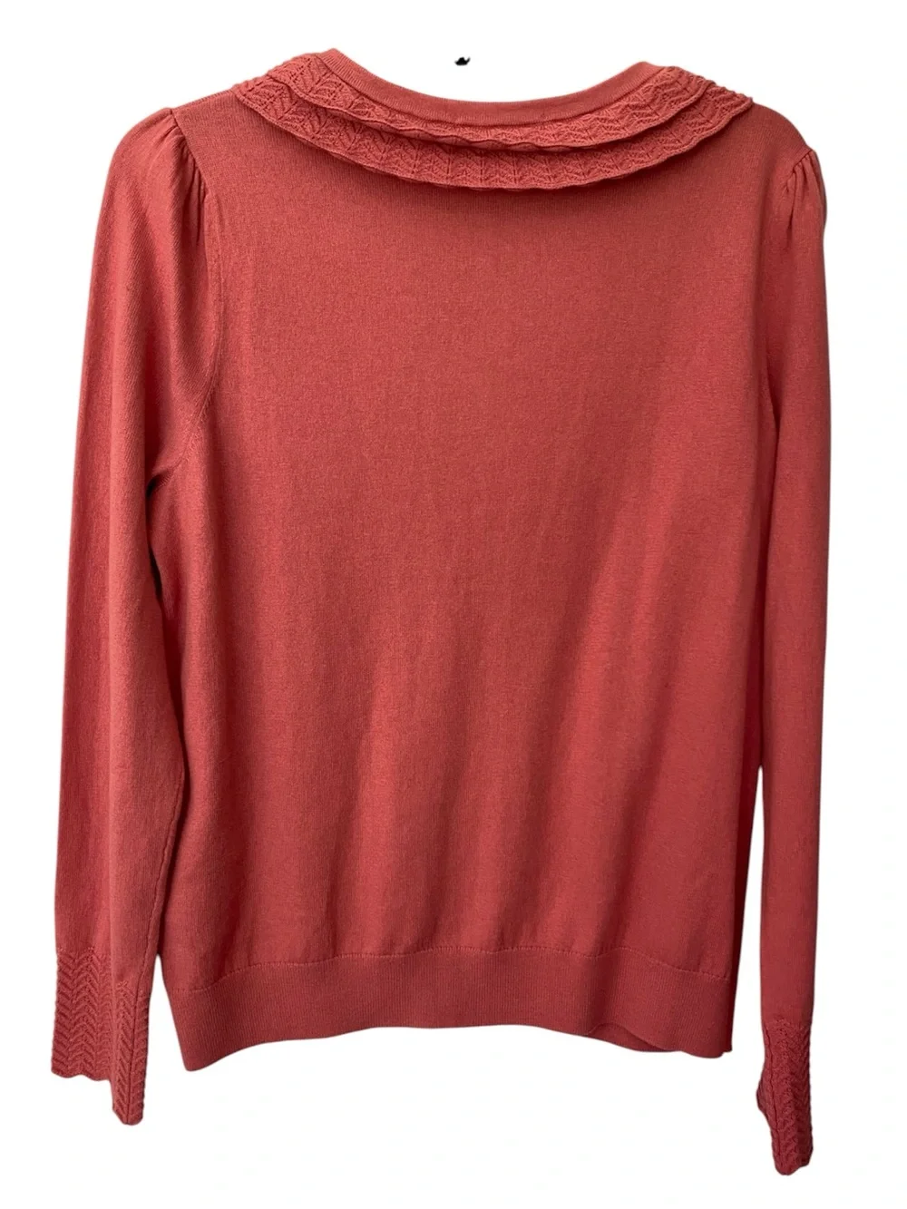 NWT Boden Scalloped Edge Knit Cardigan Women’s Size 12 Salmon Pink Coquette